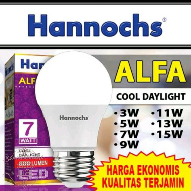 Lampu LED hannochs HANNOCHS WHITE ALFA LAMPU ENERGY COOL HEMAT DAYLIGHT 3w 5w 7w 9w 11w 13w 15watt