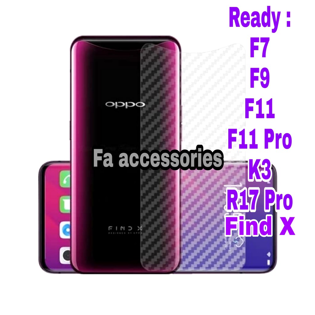 Oppo Find X F11 F11Pro K3 R17pro F7 F9 F9PRO PRO Skin Carbon Screen Protector Anti gores belakang