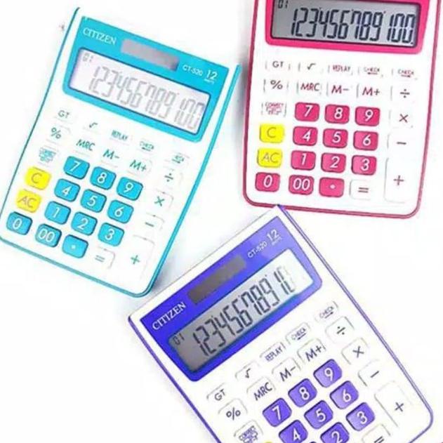 

[DISCOUNT QR098] KALKULATOR CITIZEN CT - 520 WARNA 12 DIGIT CHECK CORRECT MANIS COLOUR CALCULATOR Ready