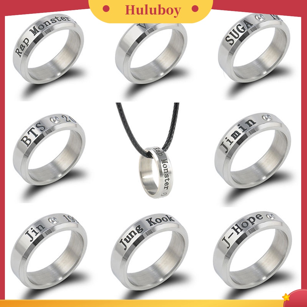 Hu Hu Hu Hu Hu Alat Bantu Pasang Kacamata♡ Cincin Titanium Steel Motif Ukir Tulisan Hias Berlian Imitasi Untuk Priahadiah