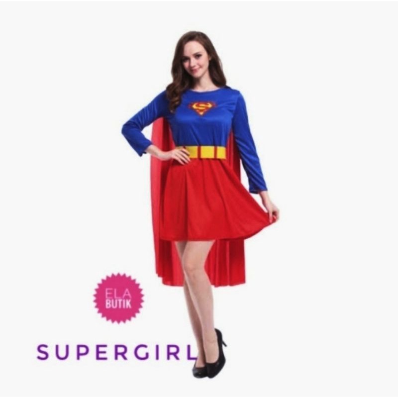 kostum supergirl-superhero-dewasa-superman-kostum halloween