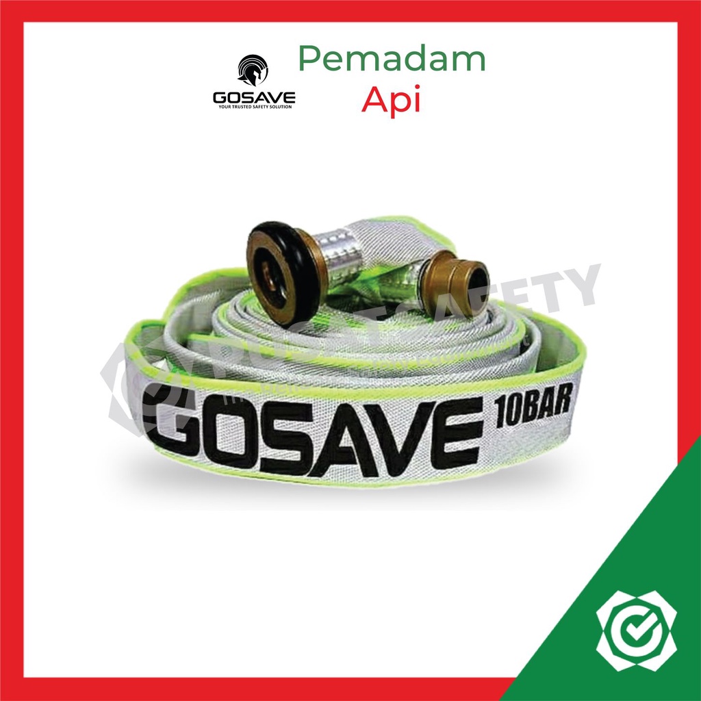 Selang Pemadam Kanvas Fire Hose 2.5 inch x 20 Mtr Gosave 10 Bar dan Coupling