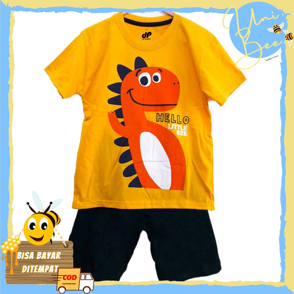 Setelan Anak Kartun Hello Bee Orange 1-10 tahun || UniBee.id