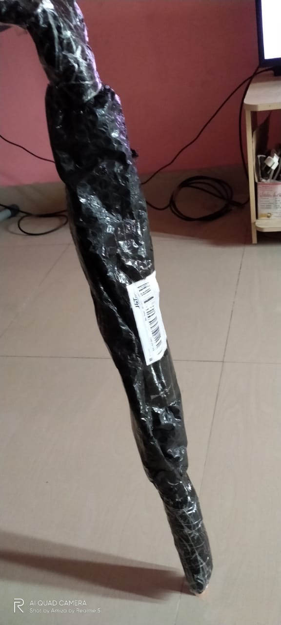 [polos] Payung Standar Gagang J Sarung Kain Lapis Silver - Orange