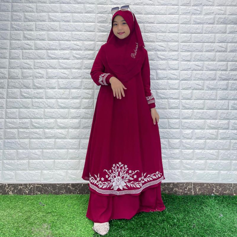Gamis melayu anak bordir terbaru kekinian couple ibu anak gamis Malaysia anak baju muslim anak