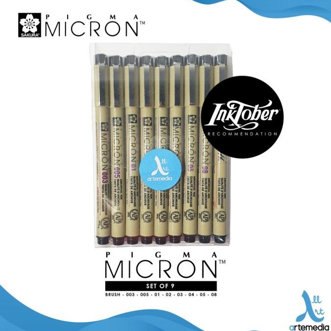 

Drawing Pen Sakura Pigma Micron Set 9 Pigment Ink Pulpen Gambar