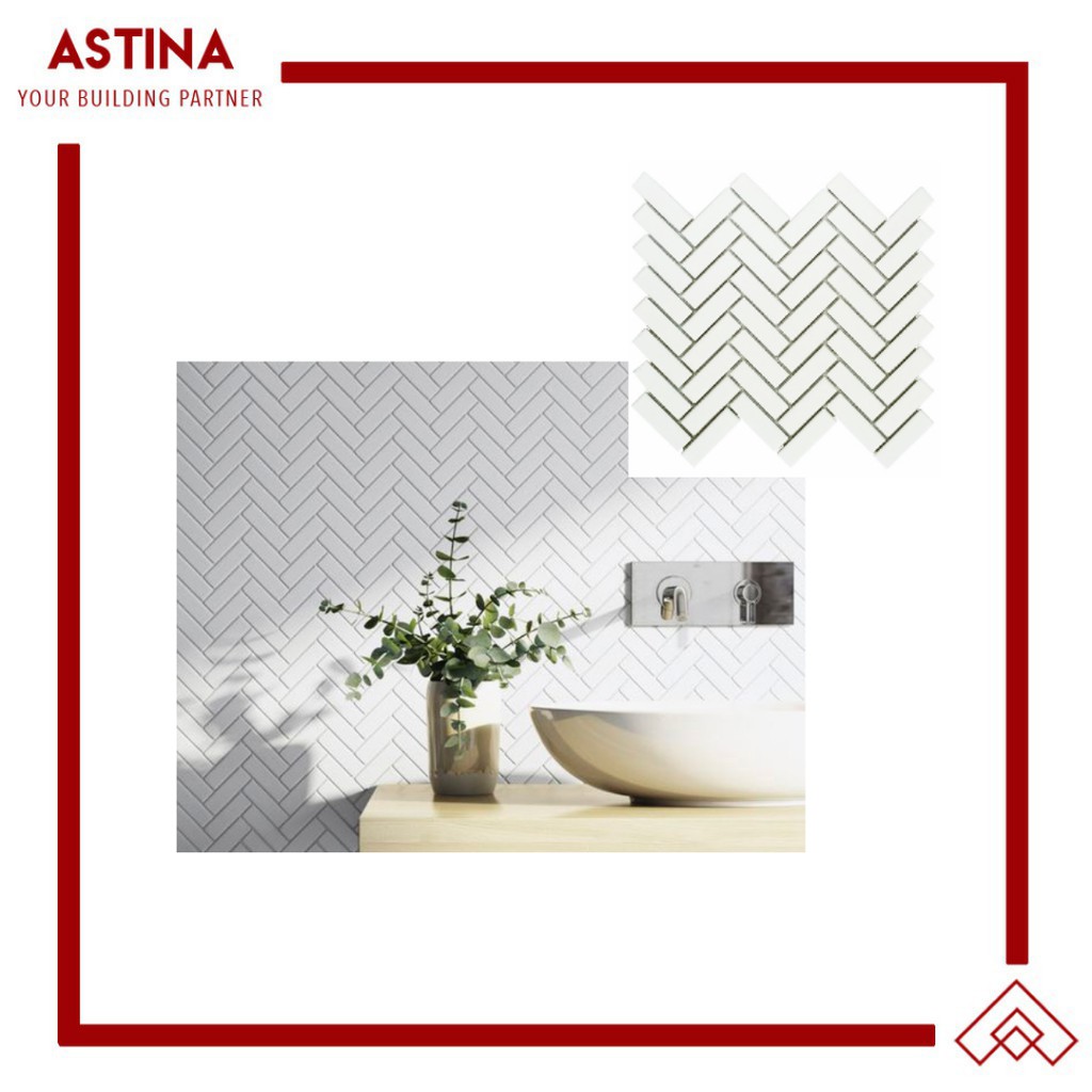 Mosaic Tiles Dekorasi Keramik Herringbone 31,6x27,7 (21.5x71.5 mm)