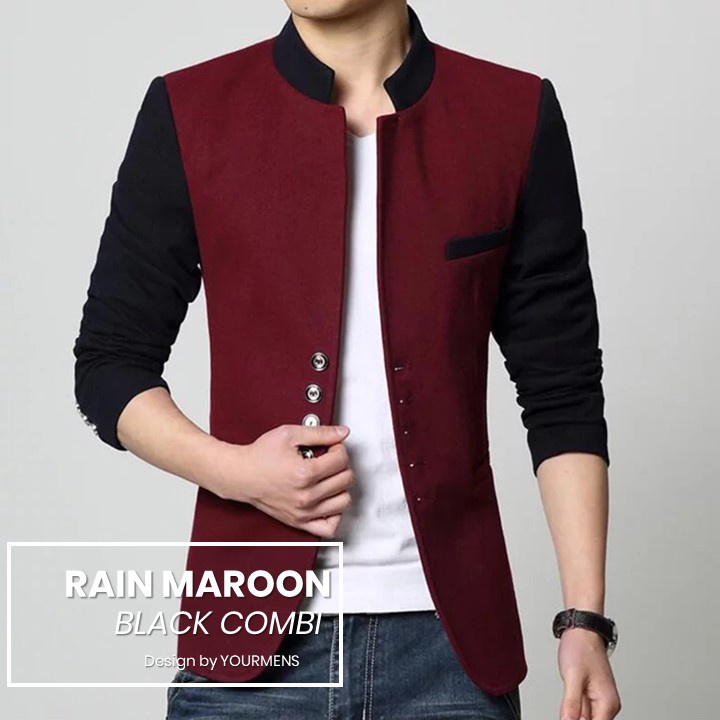 BLAZER COWOK SLIMFIT SUPER RAIN MAROON TWIST NIKAYU SIZE (S,M,L,XL) - BLAZER SEMI FORMAL KOMBINASI PRIA RAIN MAROON SLIMFIT ORIGINAL NIKAYU HIGH TWIST PREMIUM