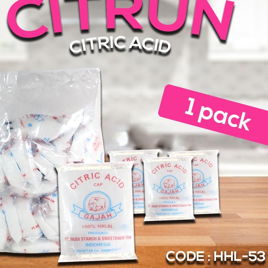 

ㅒ Sitrun Citrun Asam Sitrat Citric Acid Cap GAJAH Sachet 50 gram た