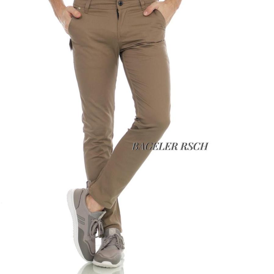 ☎ BAGELER Rsch Original Celana Panjang Pria Chino Twill Stretch Model Slim Fit Ukuran S M L XL ❇