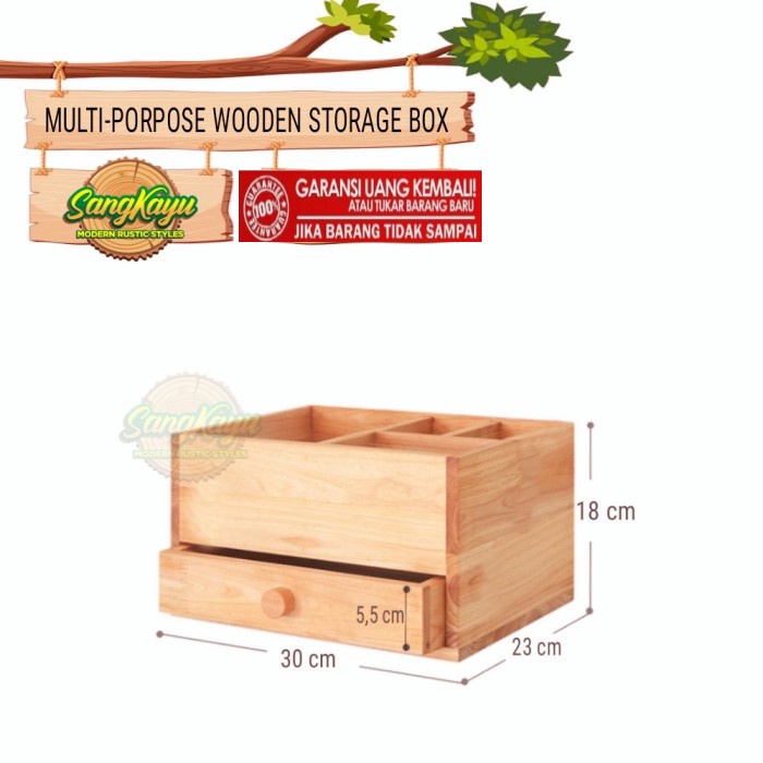 Kotak penyimpanan serbaguna storage box kayu kosmetik tempat pekakas - KAYU MAHONI