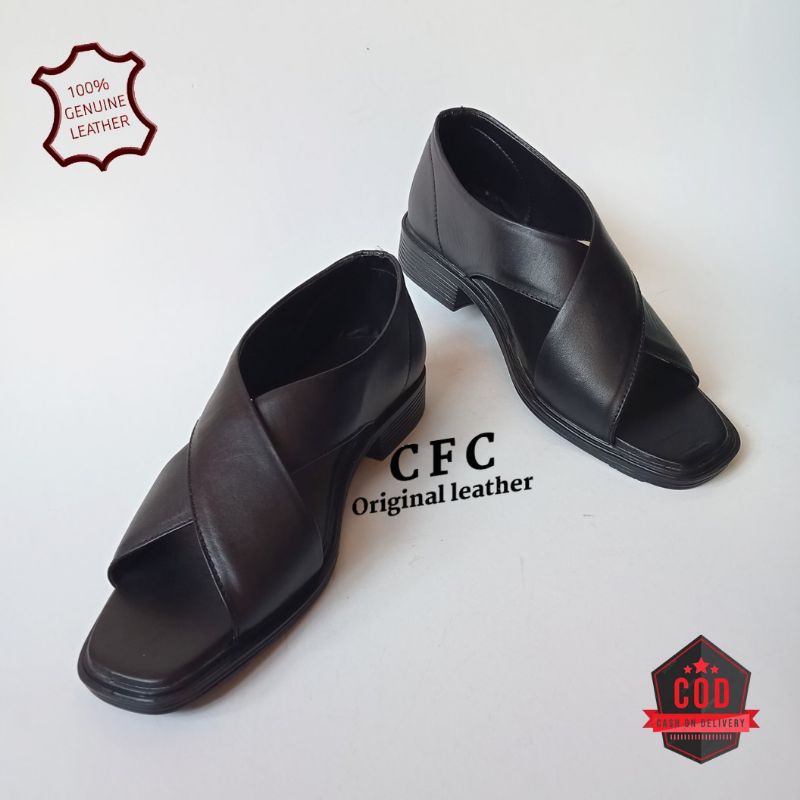 sandal sepatu silang pria kulit asli kenip pria kulit original sepatu berlubang kulit asli