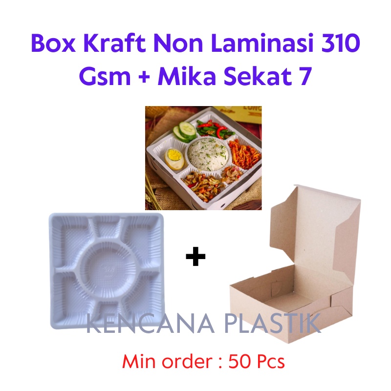 Dus Kraft 20x20 + Mika Sekat 7 l Dus Box Nasi Kotak Catering 20 x 20 I Box Nasi Kekinian