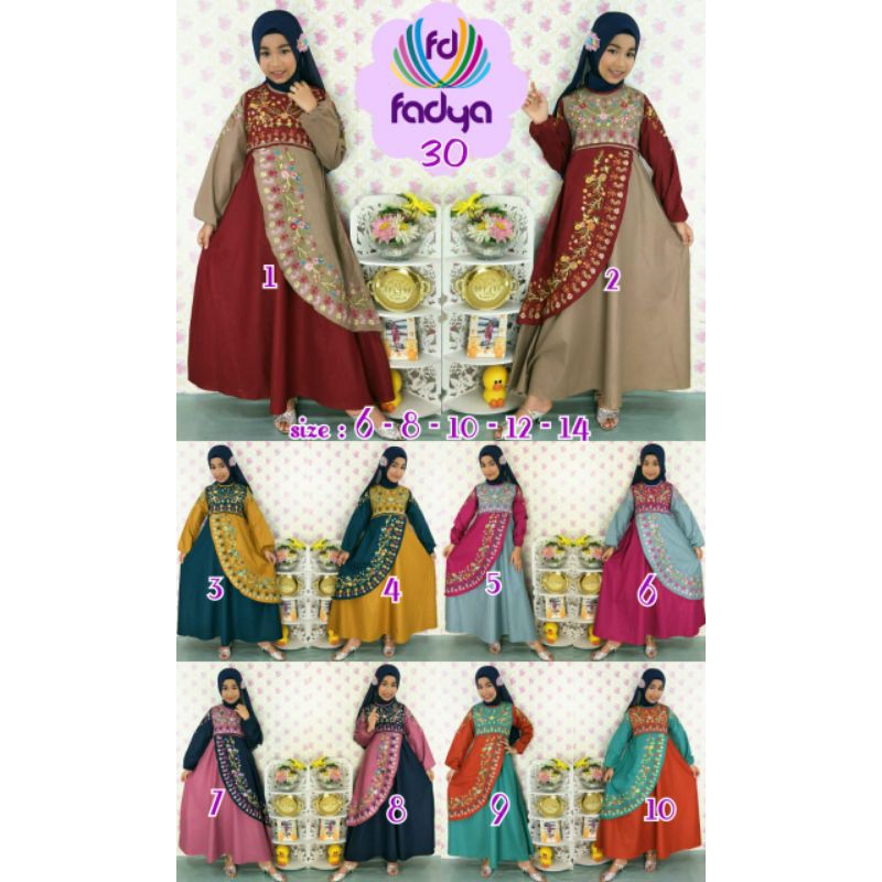 Gamis fadya / gamis anak katun bordir / gamis anak muslim fadya 30 NON HIJAB