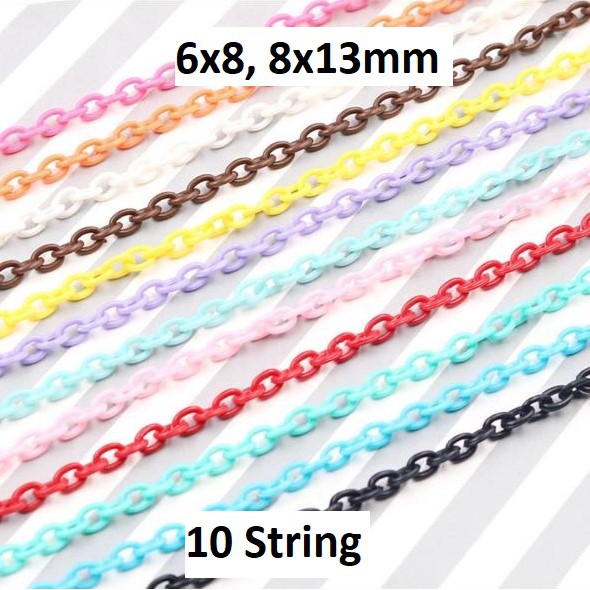 Rantai Plastik Warna-Warni Uk 6x8 - 8x13mm Harga/10string