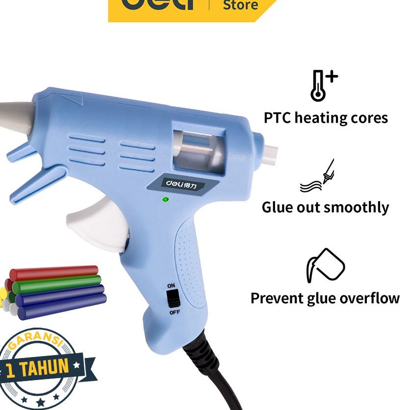 

[PRODUK KTSL9] Deli Hot Melt Glue Gun/Lem Tembak 20W Warna Biru/Pink Gratis 10 Lem DL39002X /Alat Perkakas 77W
