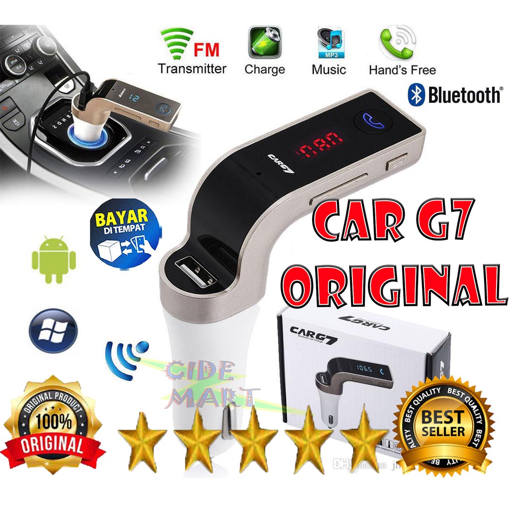 [BISA COD] CAR G7 CHARGER FM TRANSMITTER BLUETOOTH CHARGER MOBIL AUX MP3 USB LCD / CAR G7