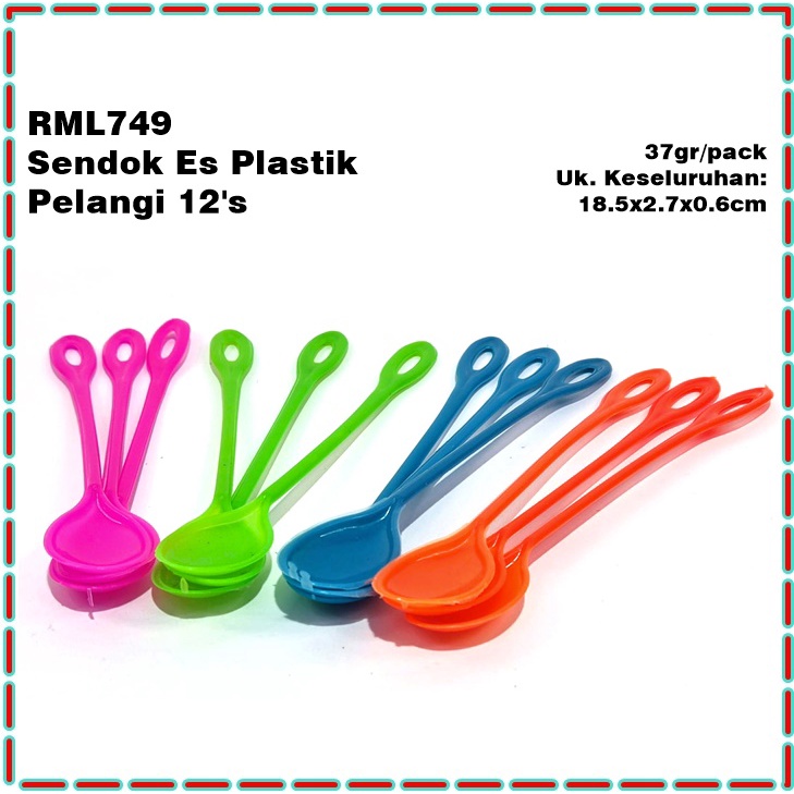 RML749 Sendok Es Plastik Pelangi 12's