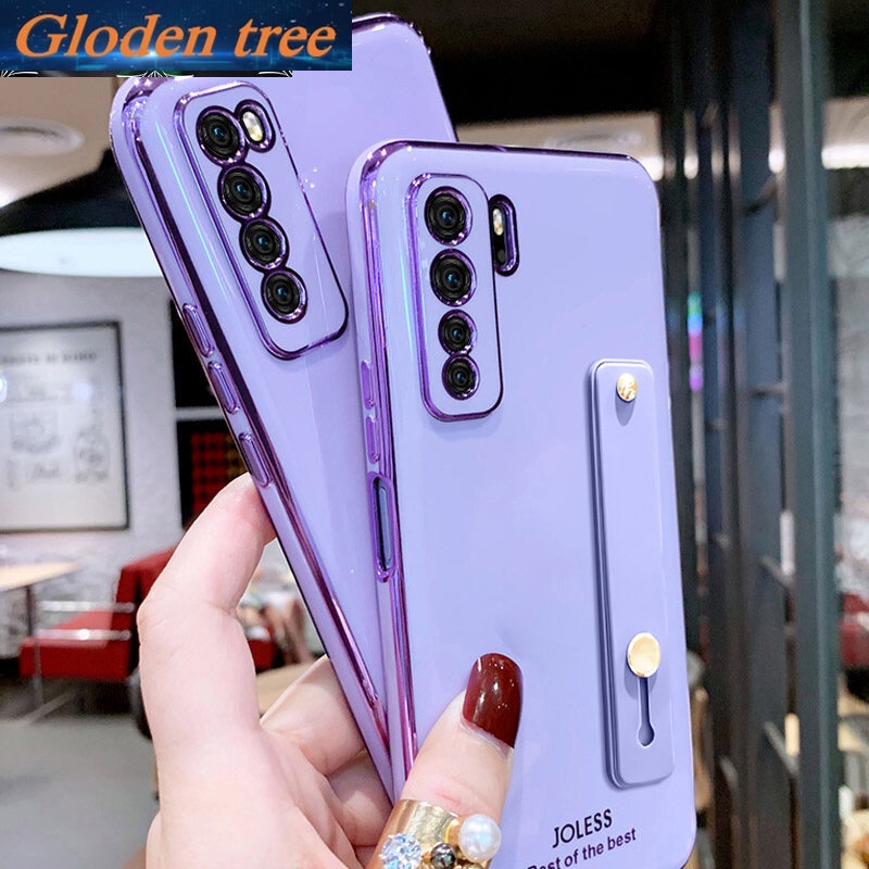 Casing Case Motif Pohon Emas Dengan Strap Pergelangan Tangan Untuk OPPO A54