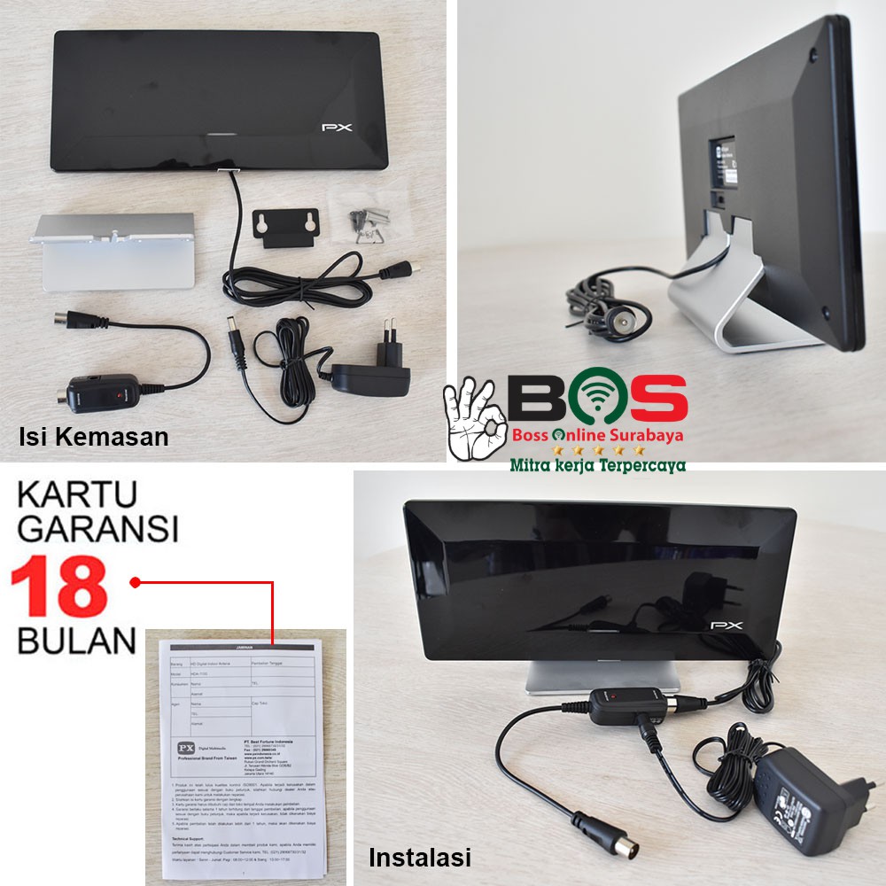 Antena TV Digital Analog PX HDA-1100 Booster Indoor Antenna + Kabel