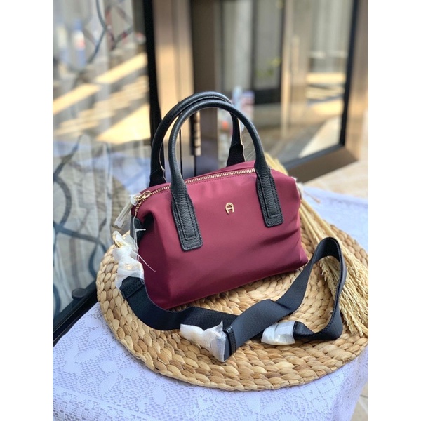 Aigner clara small nylon burgundy