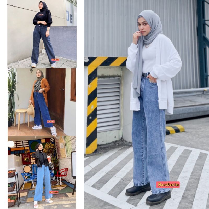 CELANA HIGHWAIST JEANS KULOT WANITA