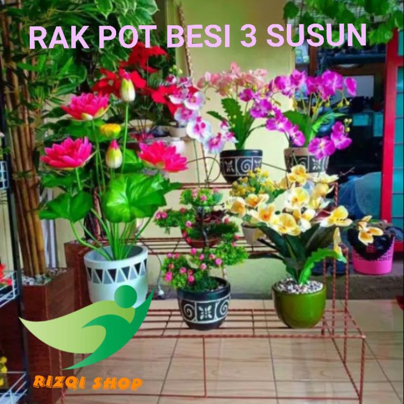 promo... rak pot besi 3 susun pengiriman GOSEND dan GRAB