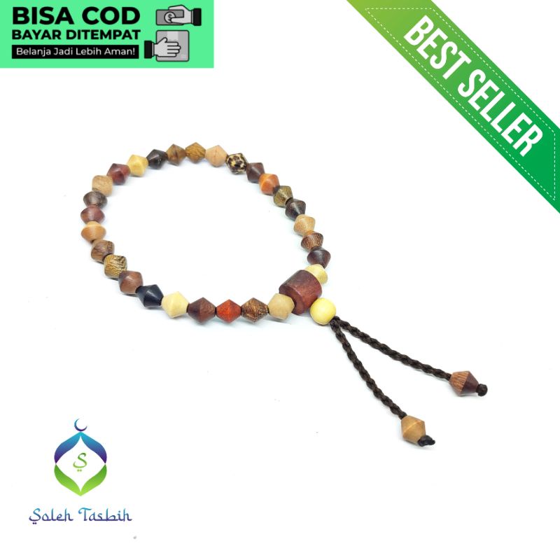 Gelang Kombinasi 21 Kayu Langka Bertuah Nusantara Wajik Size 6mm