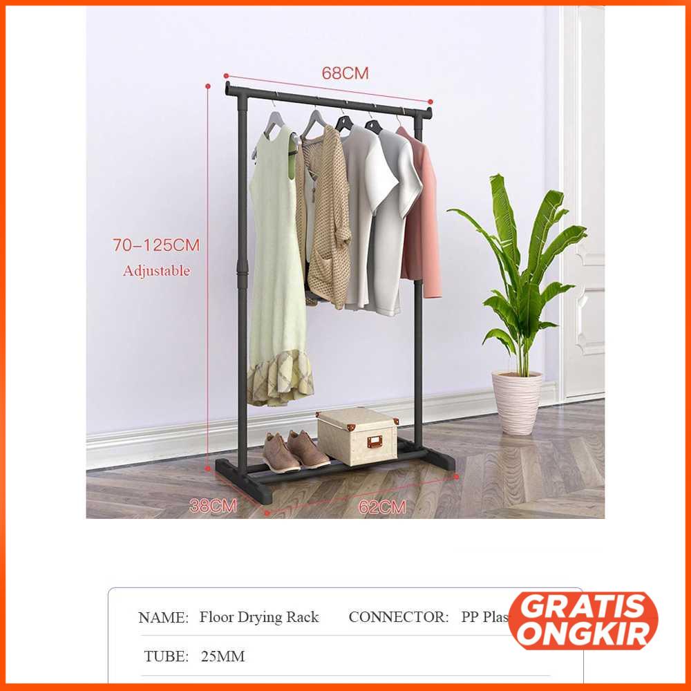 Stand Rak Gantungan Baju Telescopic Double Rod - MJ006