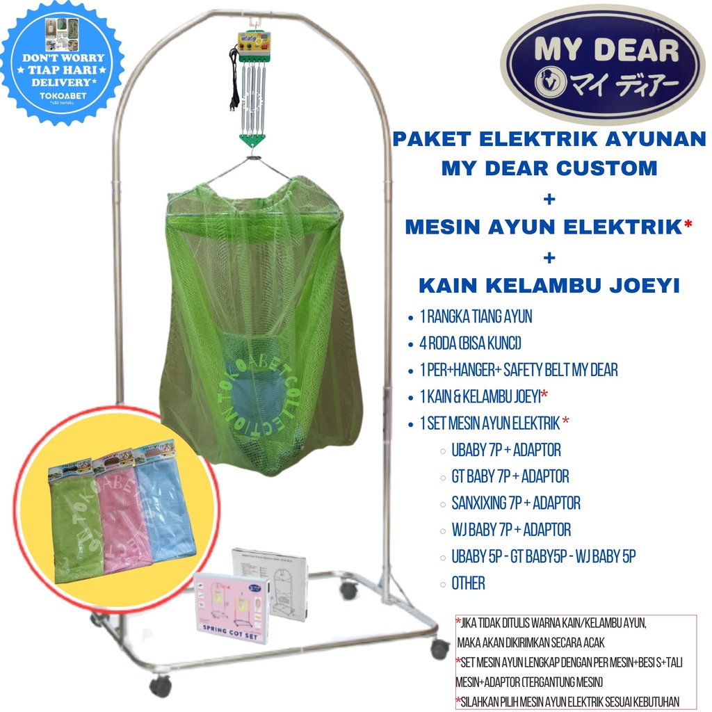 Paket Tiang Ayunan Elektrik Portable GT Baby/WJ Baby dan Tiang MY DEAR Chrome stainless #tokoabet