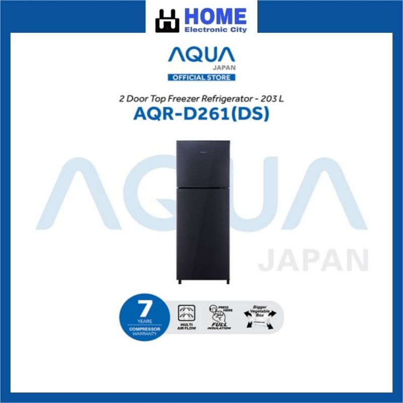 AQUA JAPAN AQR-D261 (DS/LS) Kulkas 2 Pintu - Dark SilverGaransi Resmi