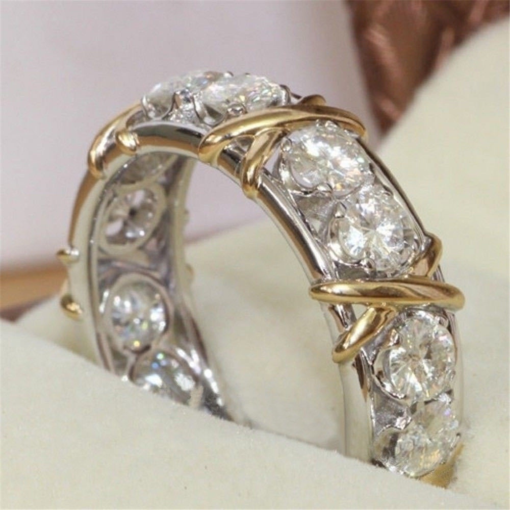 Cincin Bahan Stainless Steel Aksen Berlian Zirkon Untuk Wanita