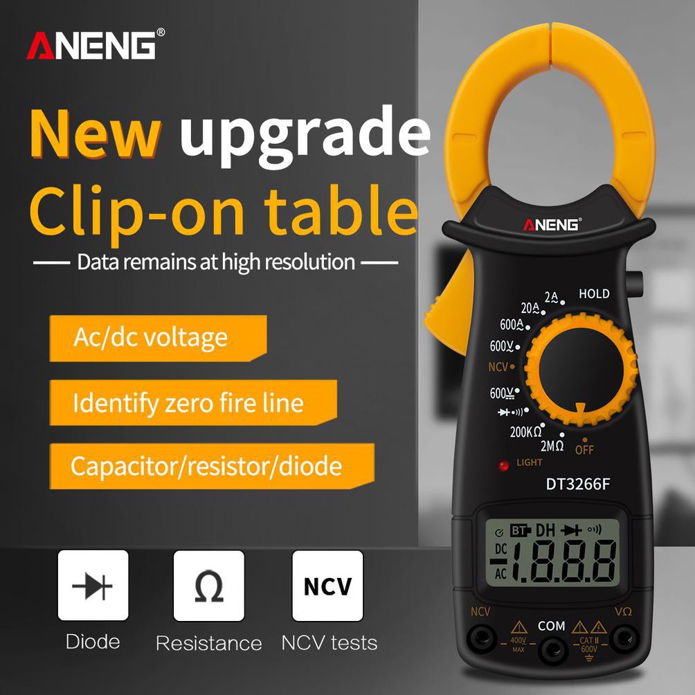 ((BISA COD)) ANENG DT3266F Clampmeter Tang Ampere Digital Multimeter Auto Range Temperature AC DC