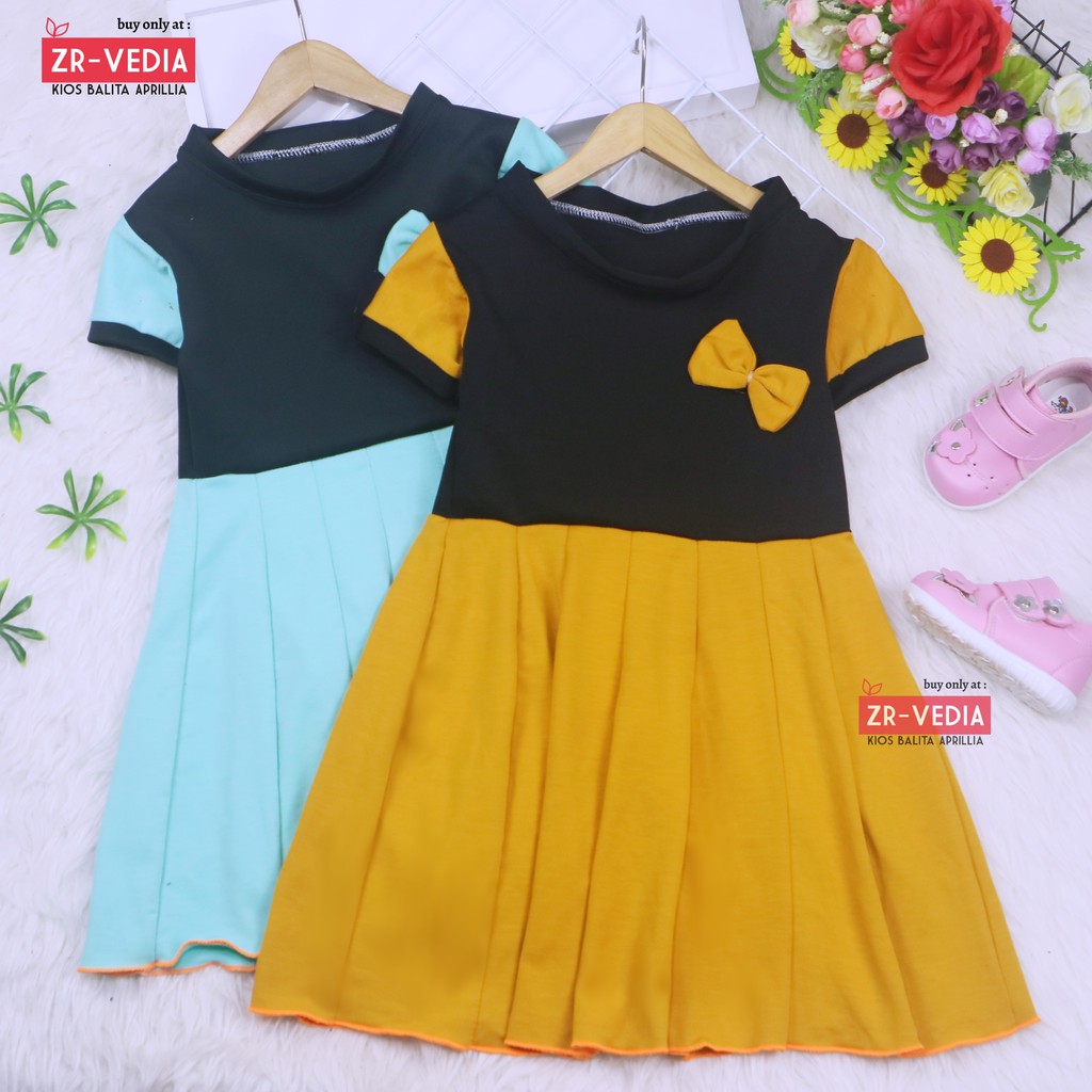 Dress Karin Uk 4-5 Tahun / Baju Anak Perempuan Dres Lengan Murah Gaun Pesta Import Motif Lucu