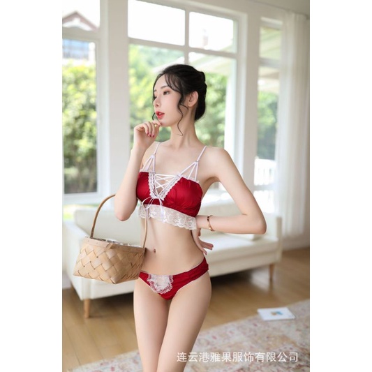 【 Bra Mall 】BM-202 Sexy Bra G-String BH Thong Panty Bikini Set lingerie lace sutra - Costume Cosplay satin