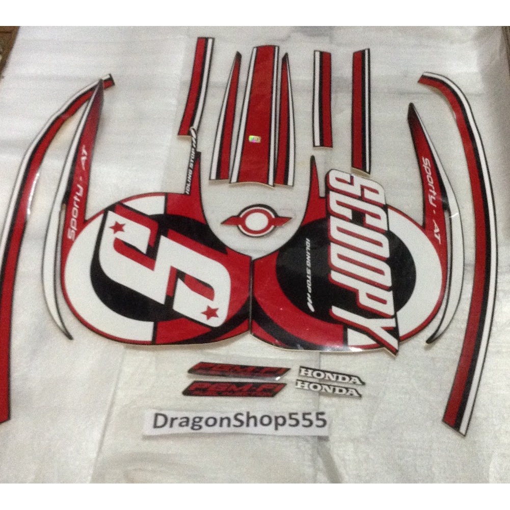 STIKER STRIPING LIS BODY MOTOR HONDA SCOOPY FI SPORTY 2015 HITAM MERAH