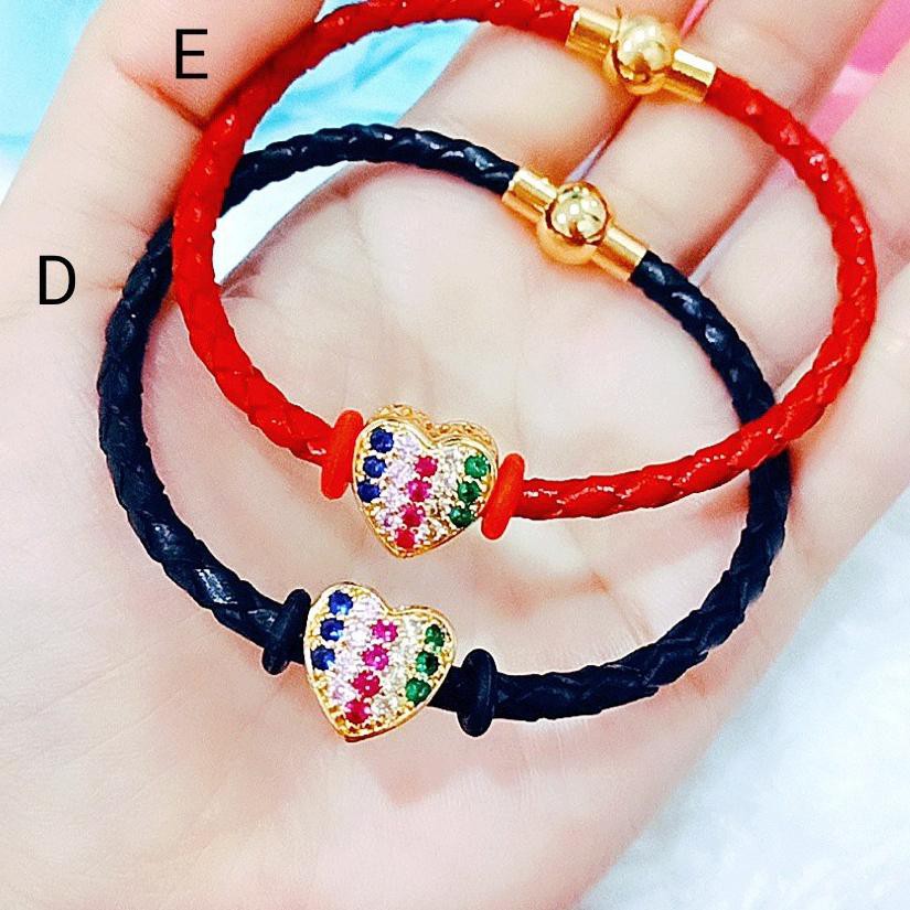 [KODE 2918] Gelang Tali Liontin Pipa Love Rose Pink Merah Hitam Perhiasan Lapia Emas