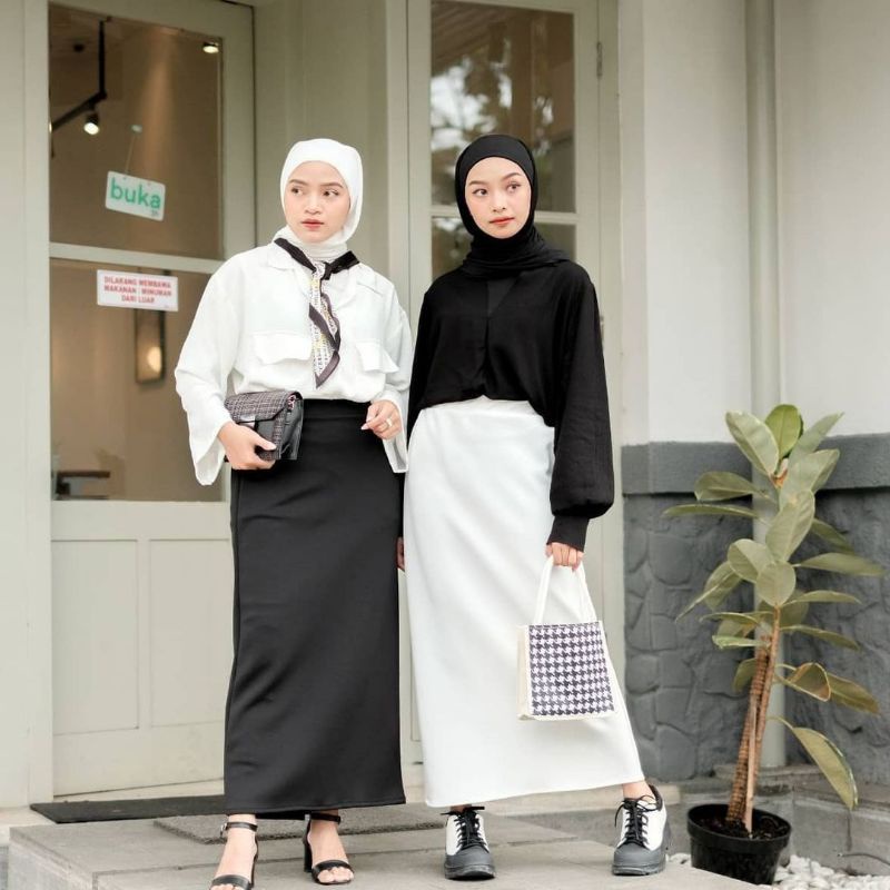 Real Pict PROMO✅ ROK HIGHWAIST EDISI CRINKLE AIRFLOW PREMIUM / Warna Cantik / All Size L-XXL BB 50-69kg / Pinggang Serut/Kerut bawahan kasual muslimah/polos/payung trendy