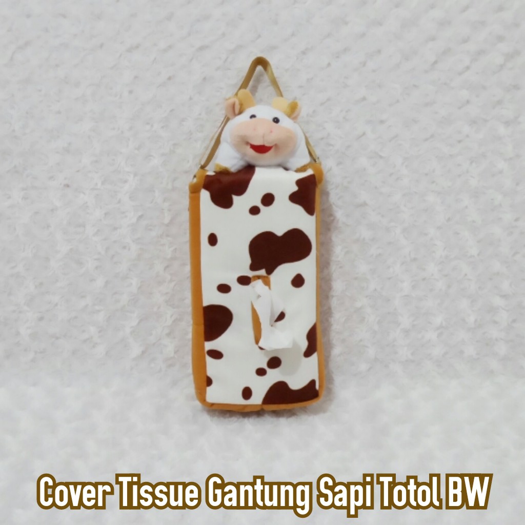 Cover Tisu - Tempat Tisu Gantung - Tas Gantung Sapi totol Coklat - Putih