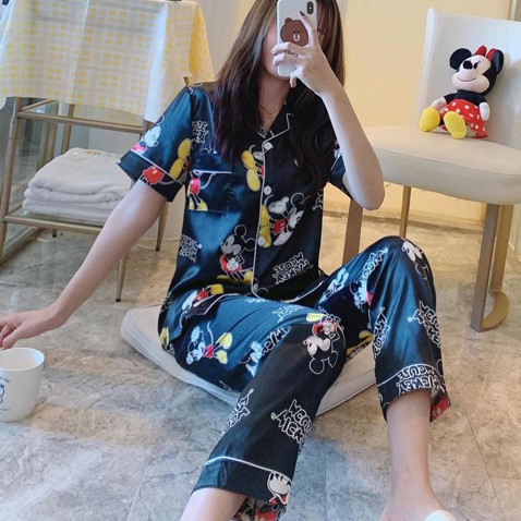 RYX - Mickey Streak Sleepwear Satu Set Baju Wanita Fashion Tidur  - Ori Import