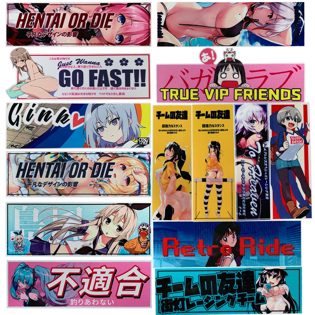 JDM Gaya Jepang Mobil/Motor Stiker Reflektif Dua Dimensi Anime Loli Gadis Dekoratif Stiker untuk Honda