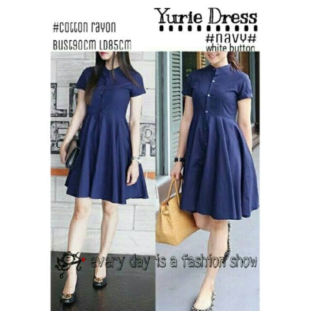 yurie dress (nz)  keterangan di pic, full kancing putih
