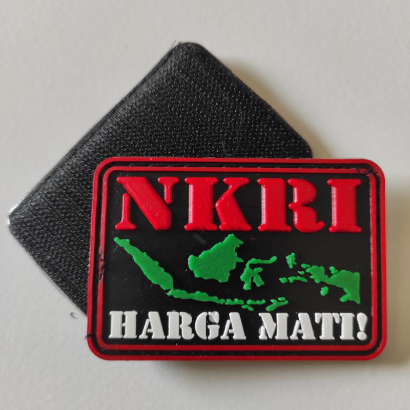 PATCH RUBBER LOGO NKRI HARGA MATI PULAU INDONESIA/TEMPELAN EMBLEM KARET VELCRO