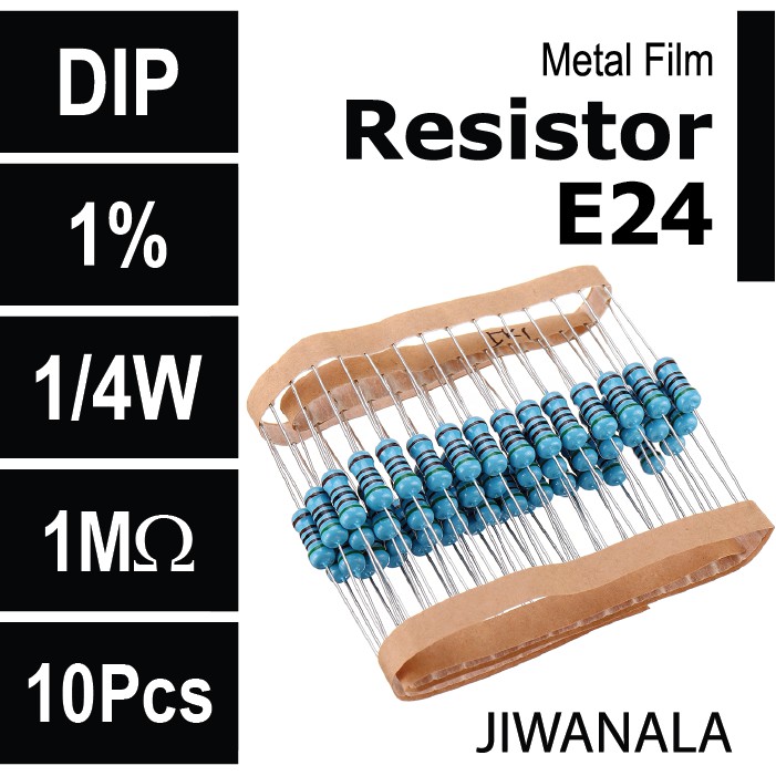 10pcs Resistor Metal Film DIP 1/4W 1% 1M ohm