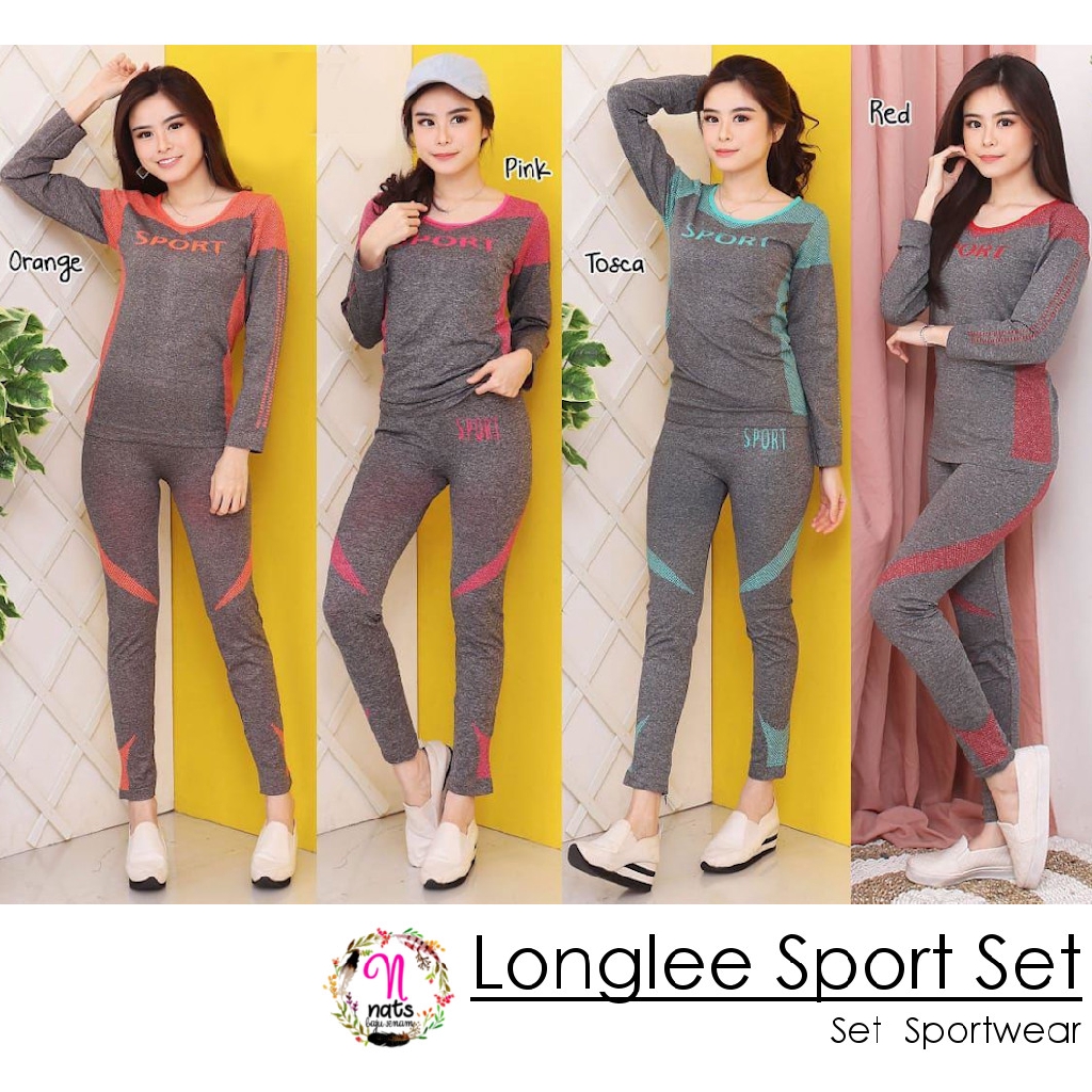 Longlee Sport  SET Setelan Baju  senam  Import Baju  Senam  