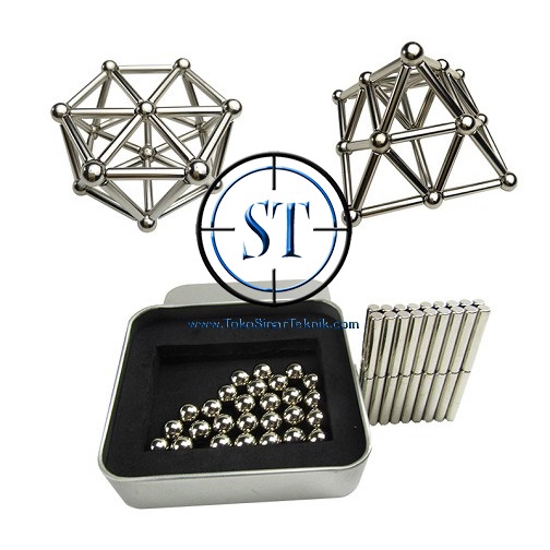 36 Pcs Magnetic Sticks + 27 Pcs Steel Balls Toy Building Buckyballs Puzzle
