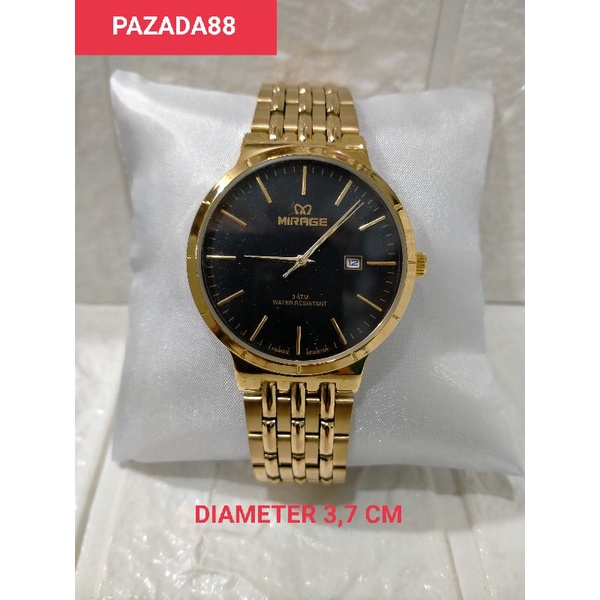 NEW MODEL MIRAGE ARP 18603-M/JAM TANGAN PRIA RANTAI KUNING STAINLESS STEEL WATER RESISTANT