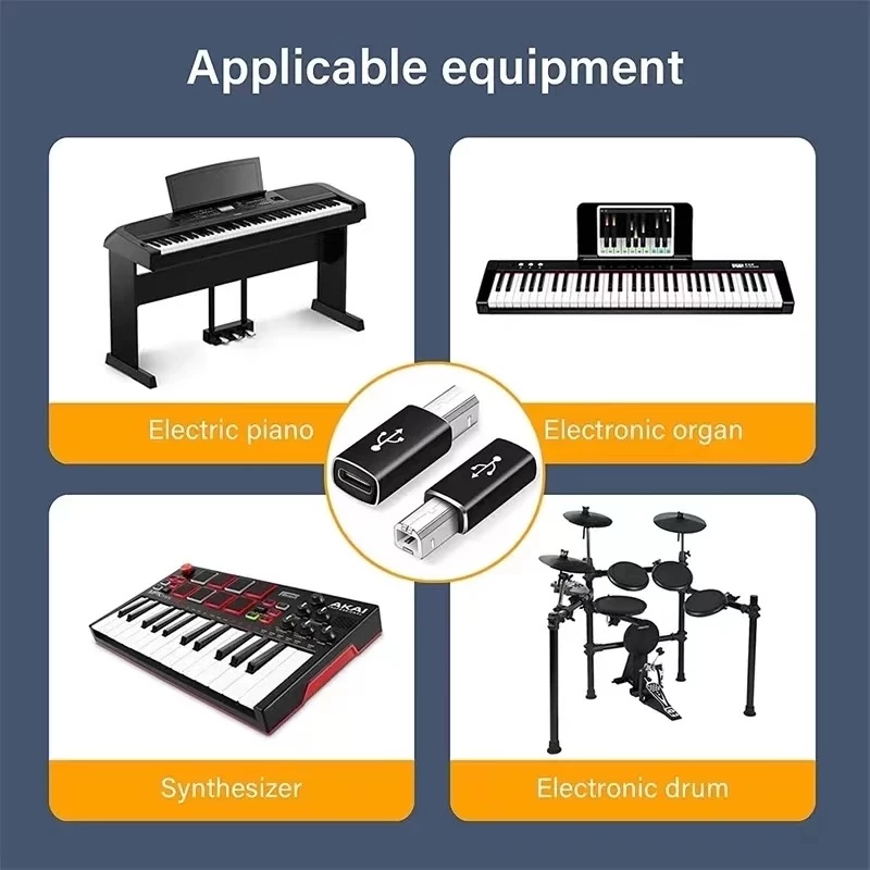 Adapter Konverter Data USB Tipe-C Female Ke USB B Male Anti Hilang Bahan Metal Untuk Printer / Drum / Organ / Piano Elektrik