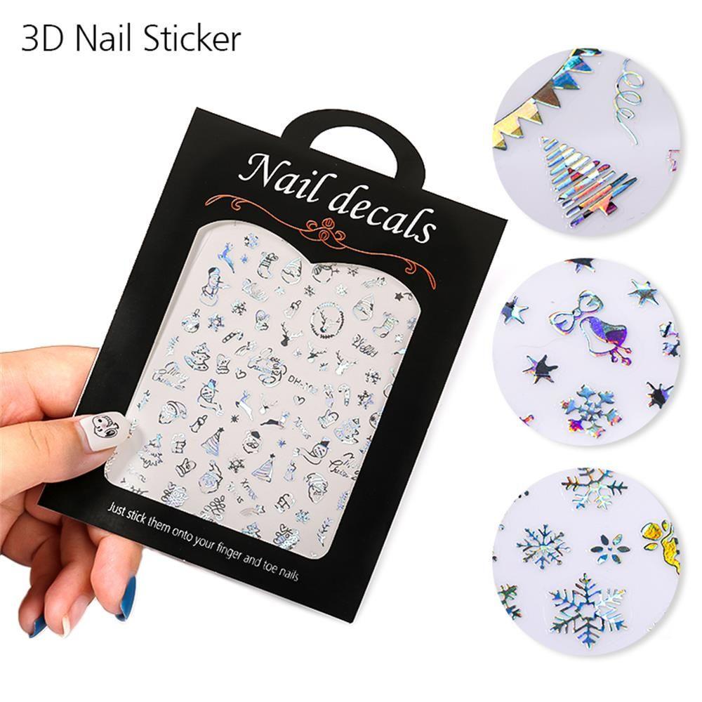 R-flower Nail Art Stiker Natal Snowflake Hologram Manicure Decor