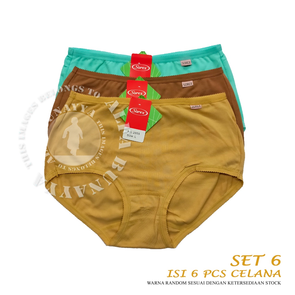 3 Pcs Celana Dalam Wanita SOREX 2055 - MAXY Cutting - Anti Slip Basic Panty CD Underwear - Pakaian Dalam Wanita Katun Cotton